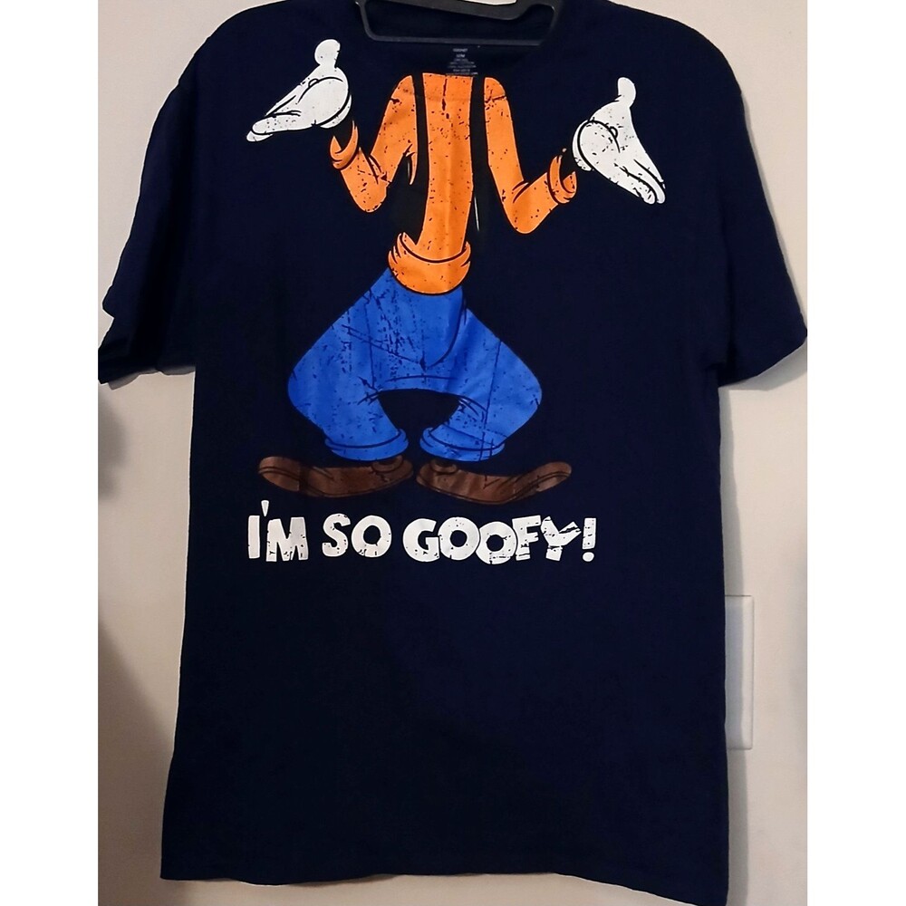 Disney Goofy I'm So Goofy Navy Blue Distressed Graphic T Shirt Mens Medium
